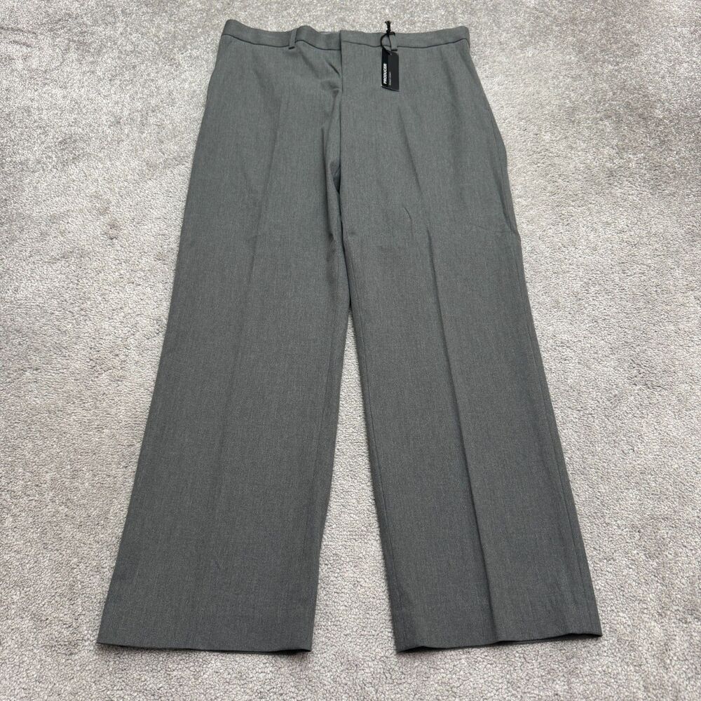 Express Producer Dress Pants Mens 33x30 Gray Stretch Flat Front Modern Fit NWT
